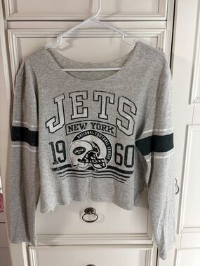 NFL New York Jets Gray Cropped Sweatshirt